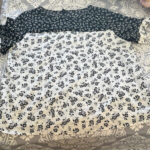 Floral Black and White Blouse